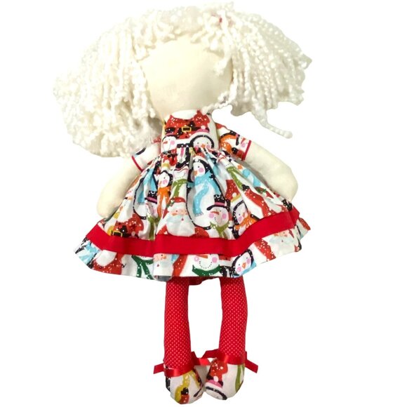 Handmade Cloth Doll 18" Betty Jones Christmas Holiday Yarn Hair Smiling Face - Picture 5 of 6